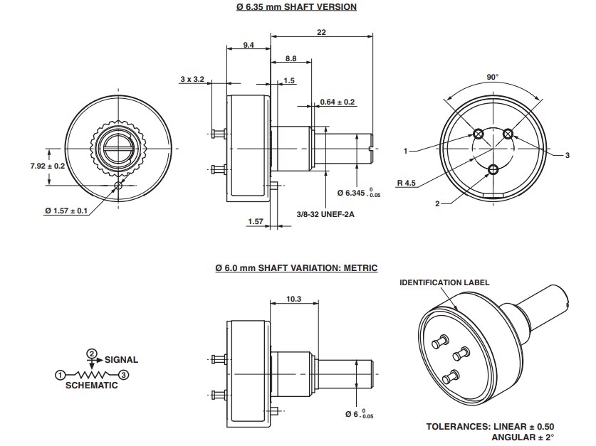 Vishay / Spectrol Model 357 Bushing Mount Potentiometers
